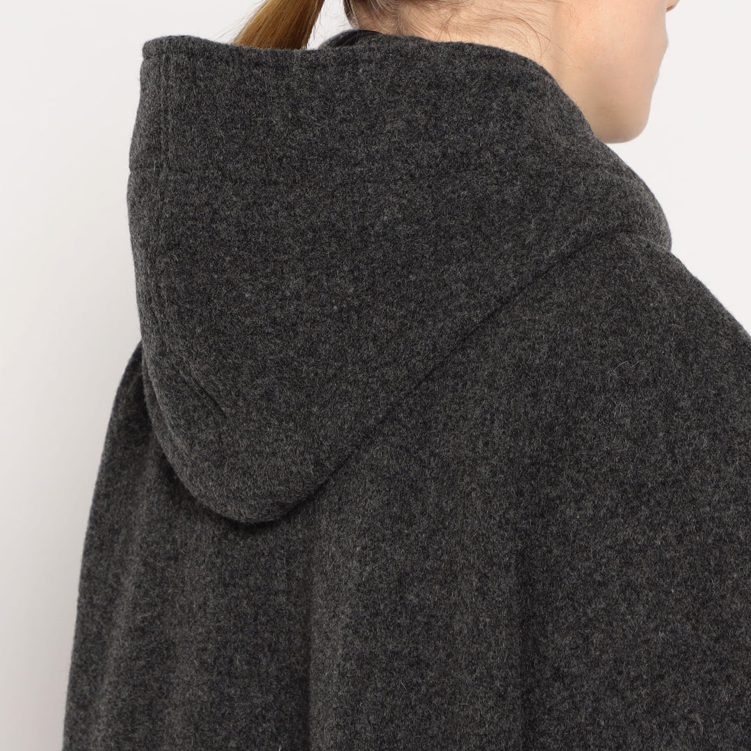 WOMEN'S WOOL LIGHT PILE HOODED COAT