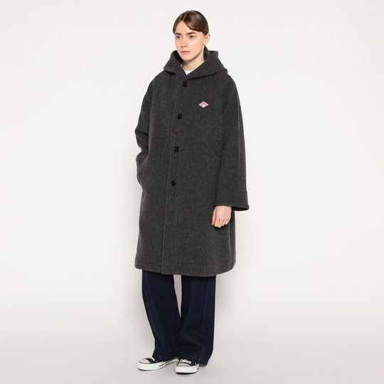 WOMEN'S WOOL LIGHT PILE HOODED COAT