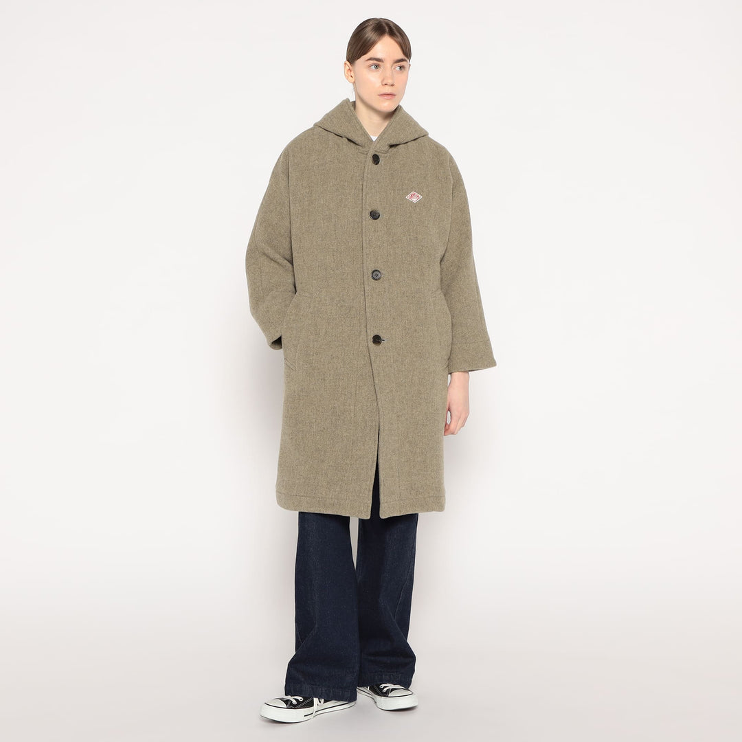 WOMEN'S WOOL LIGHT PILE HOODED COAT