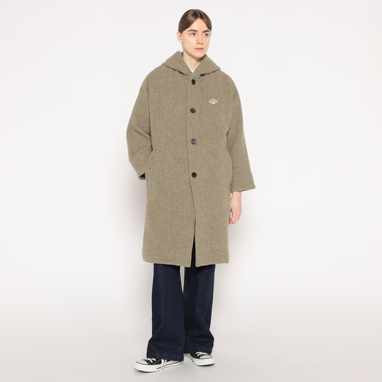 WOMEN'S WOOL LIGHT PILE HOODED COAT