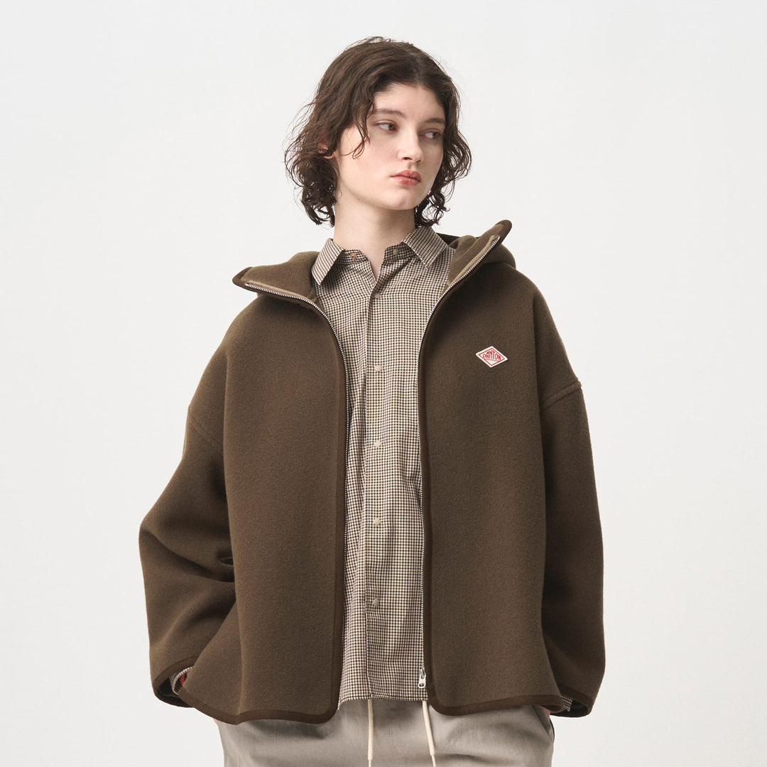 WOMEN'S WOOL MELTON HOODED JACKET