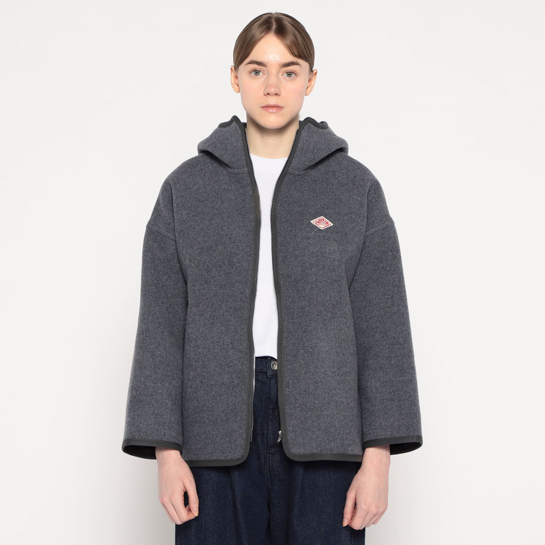 WOMEN'S WOOL MELTON HOODED JACKET