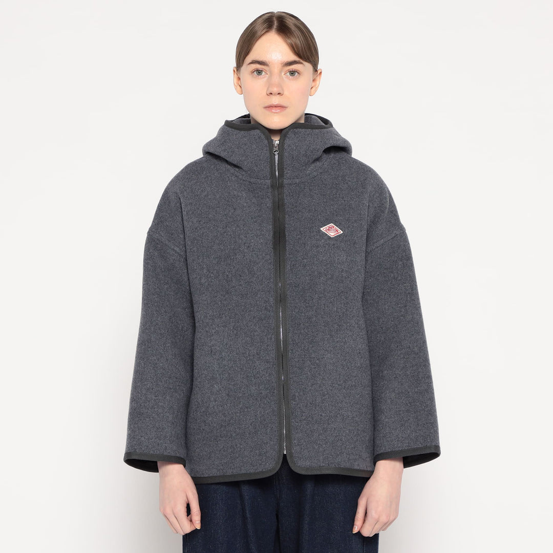 WOMEN'S WOOL MELTON HOODED JACKET