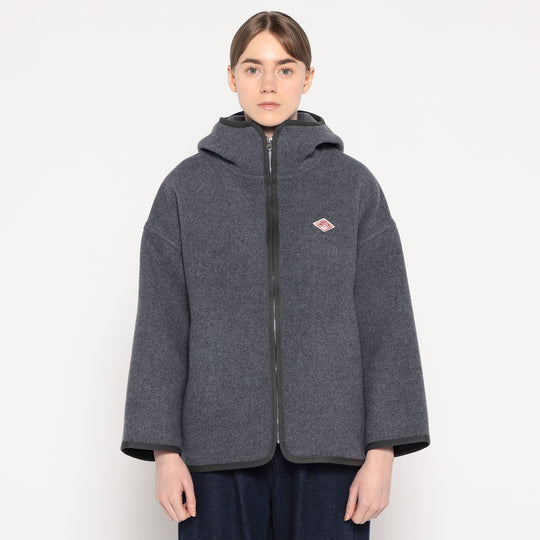 WOMEN'S WOOL MELTON HOODED JACKET