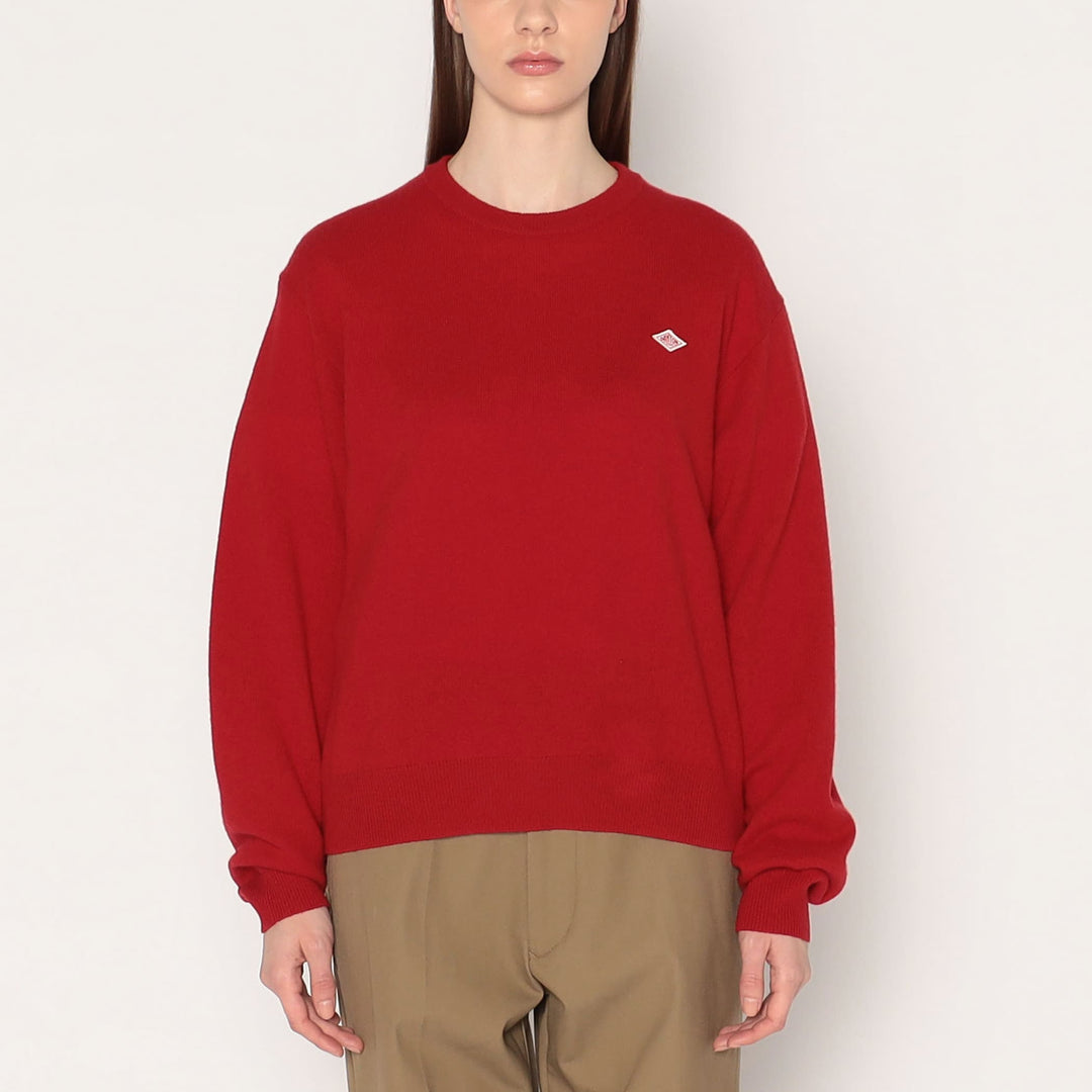 WOMEN'S LAMBSWOOL CREW NECK KNIT PULLOVER