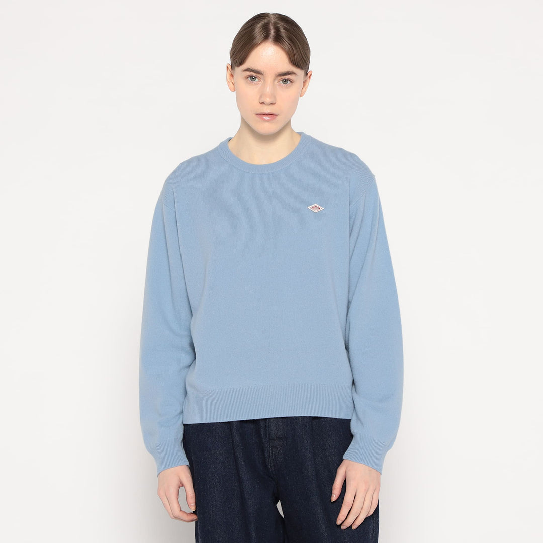 WOMEN'S LAMBSWOOL CREW NECK KNIT PULLOVER