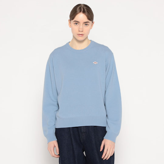 WOMEN'S LAMBSWOOL CREW NECK KNIT PULLOVER