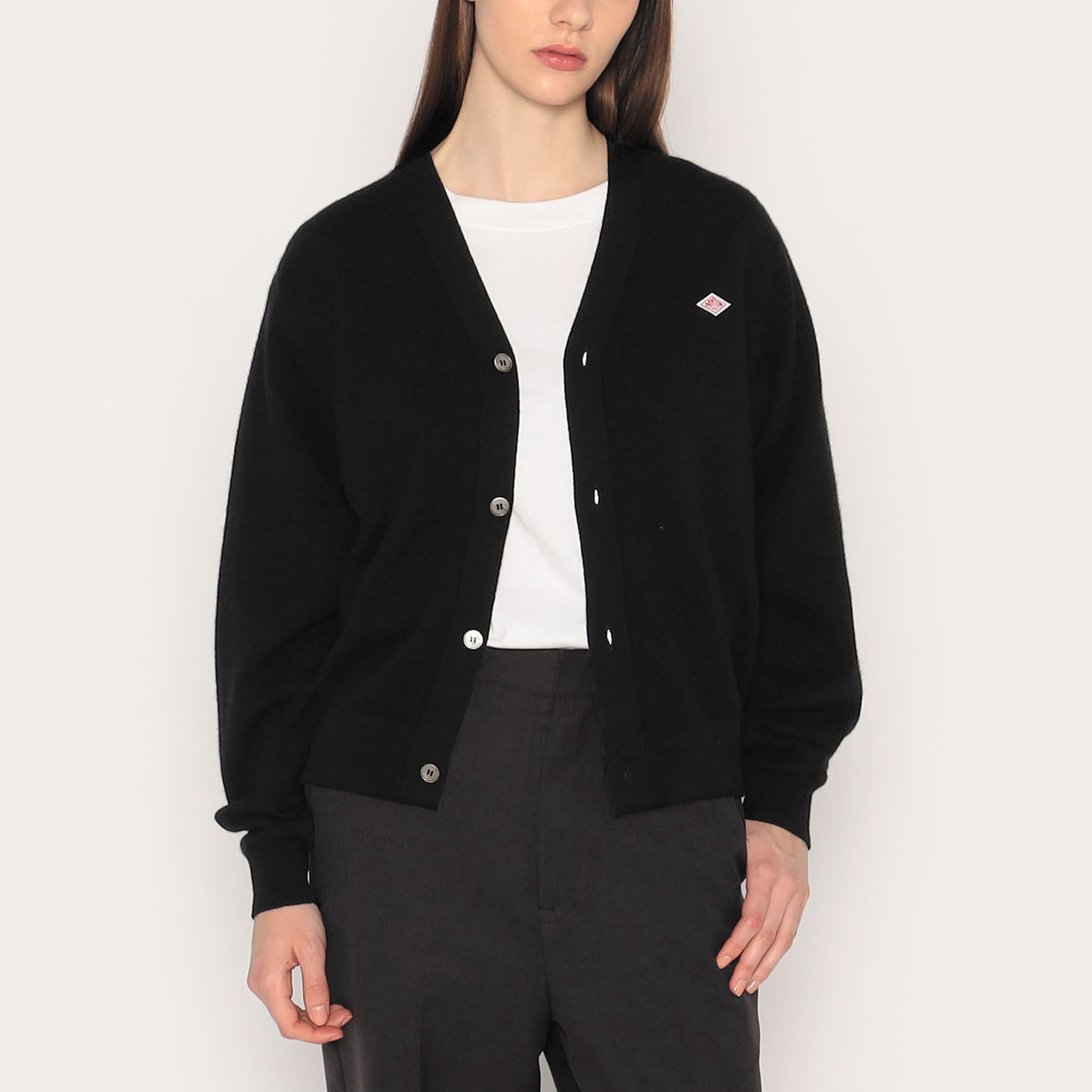 DANTON WOMEN'S LAMBSWOOL V-NECK KNIT CARDIGAN DANTON WOMEN'S LAMBSWOOL V-NECK KNIT CARDIGAN