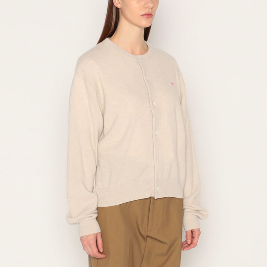 WOMEN'S LAMBSWOOL CREW NECK KNIT CARDIGAN