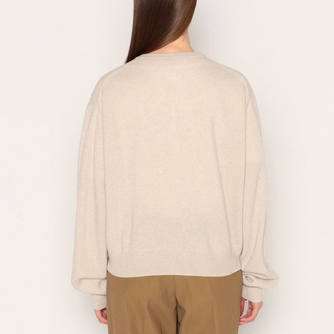 WOMEN'S LAMBSWOOL CREW NECK KNIT CARDIGAN