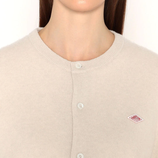 WOMEN'S LAMBSWOOL CREW NECK KNIT CARDIGAN