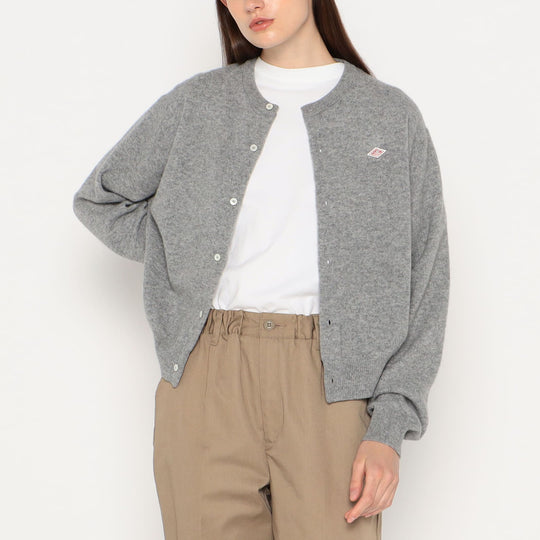 WOMEN'S LAMBSWOOL CREW NECK KNIT CARDIGAN