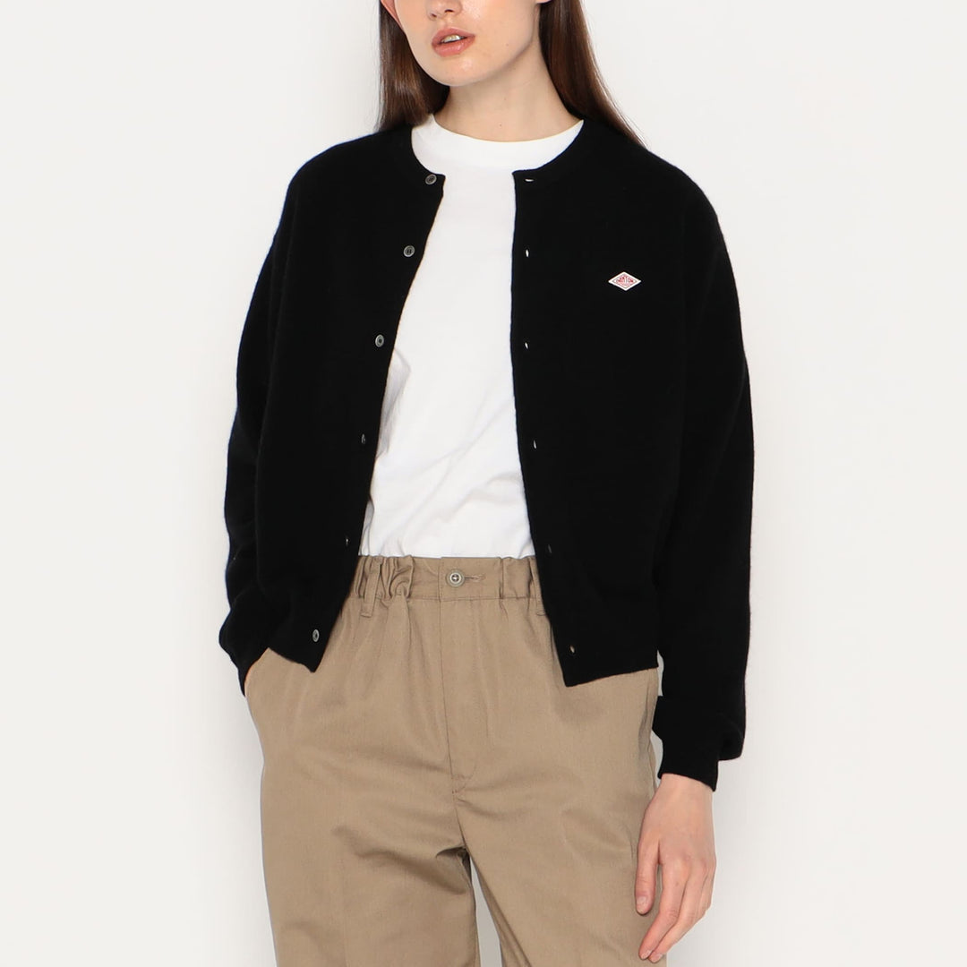 WOMEN'S LAMBSWOOL CREW NECK KNIT CARDIGAN