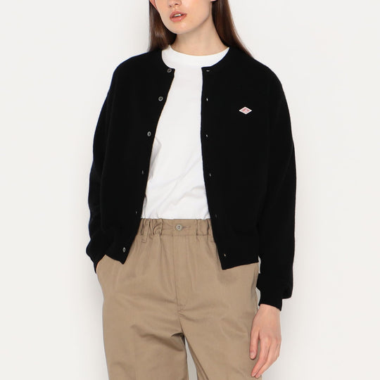 WOMEN'S LAMBSWOOL CREW NECK KNIT CARDIGAN