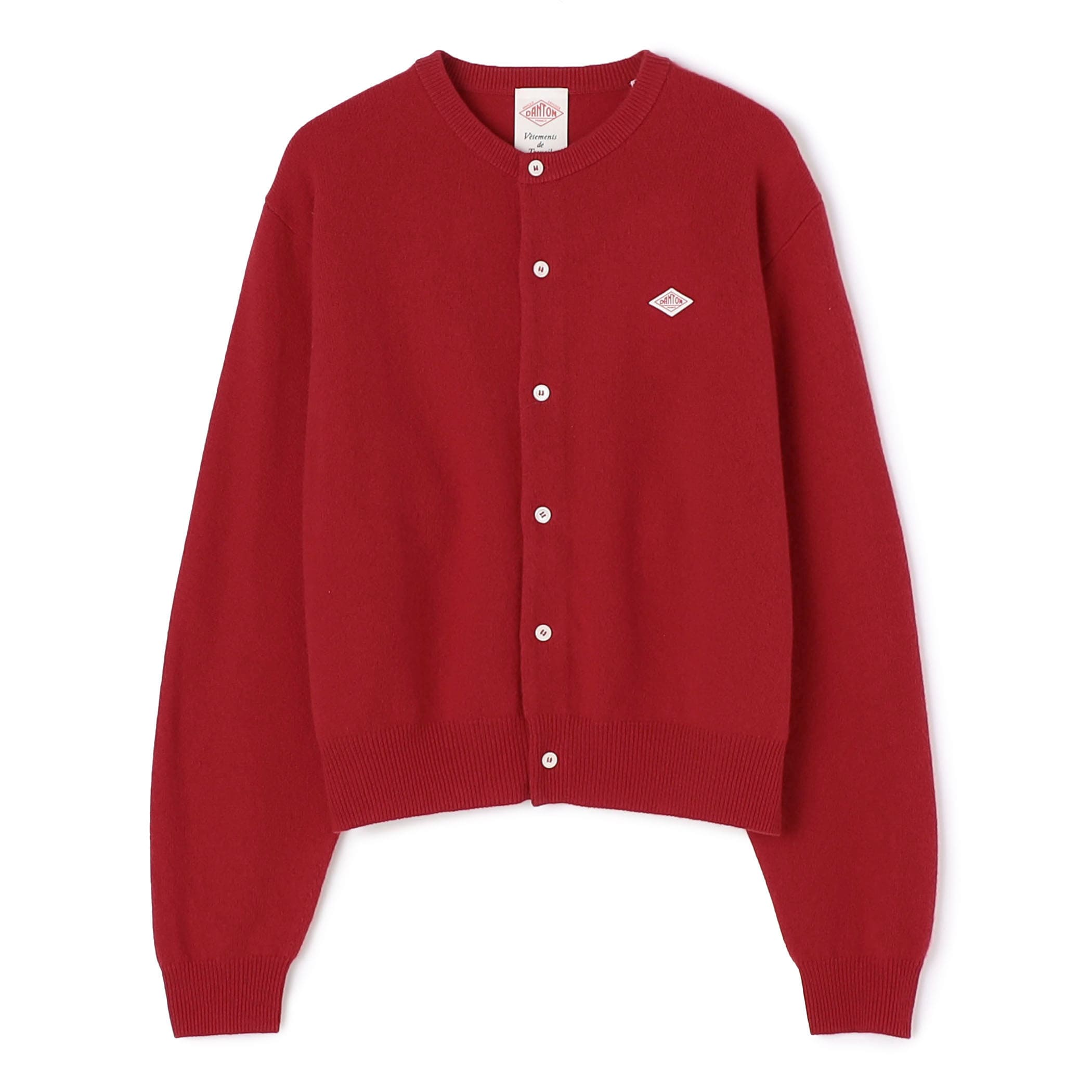 DANTON WOMEN'S LAMBSWOOL CREW NECK KNIT CARDIGAN