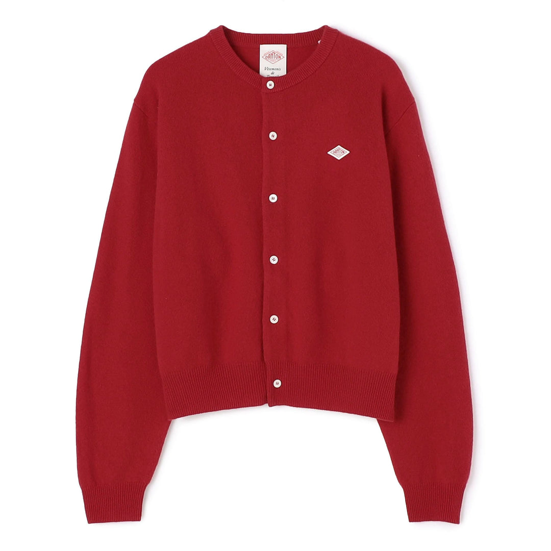 WOMEN'S LAMBSWOOL CREW NECK KNIT CARDIGAN