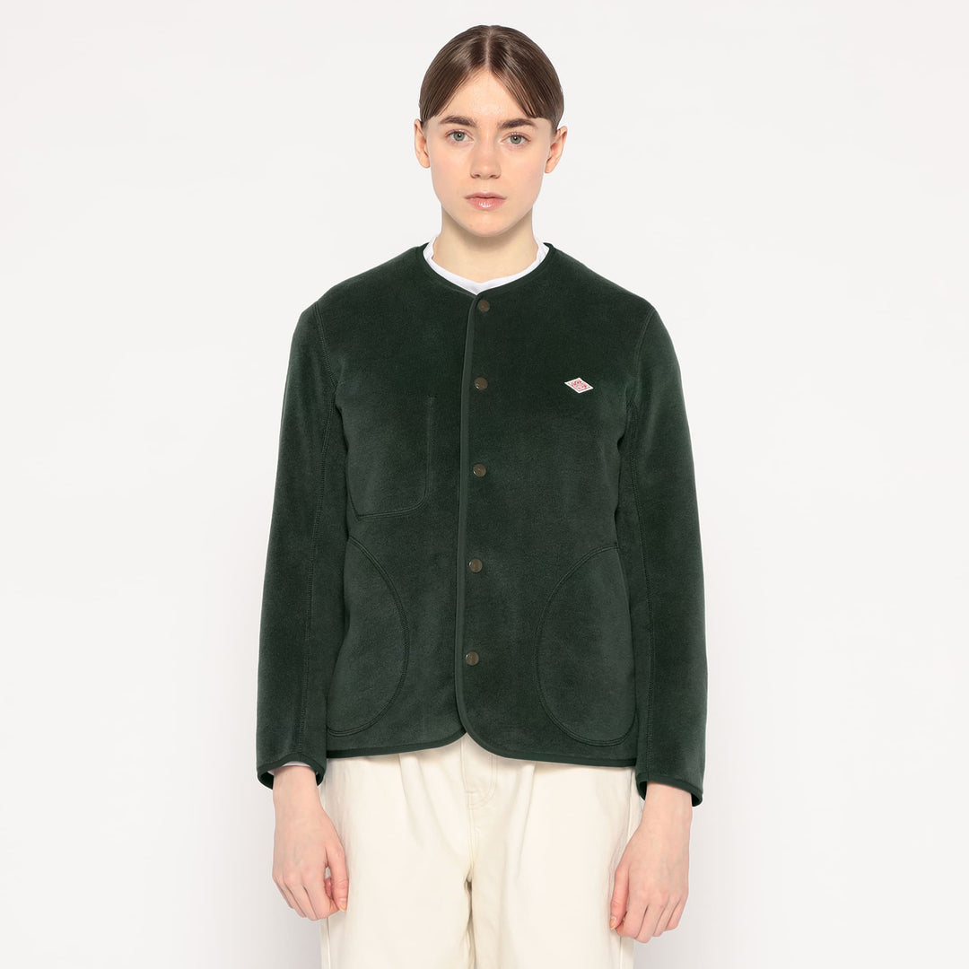 WOMEN'S FLEECE COLLARLESS JACKET