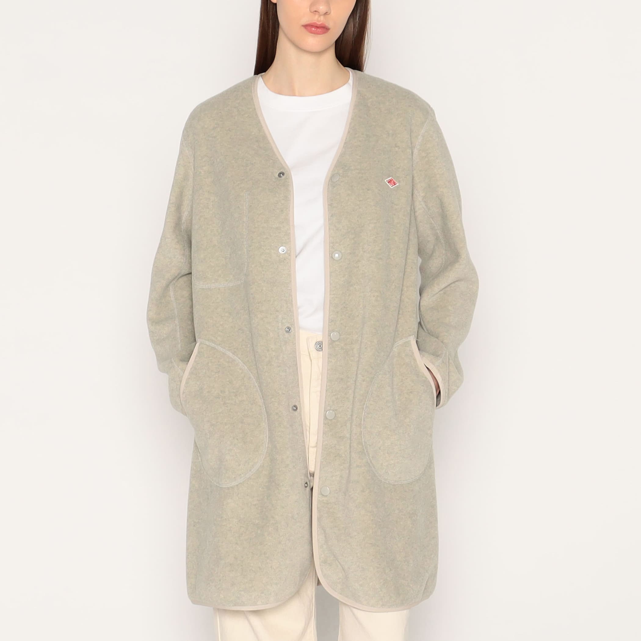 ジャケット・アウター DANTON WOMEN'S FLEECE COLLARLESS COAT DANTON WOMEN'S FLEECE COLLARLESS COAT