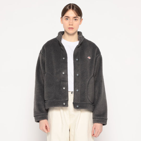 WOMEN'S DOUBLE FACE BOA STAND COLLAR CARDIGAN