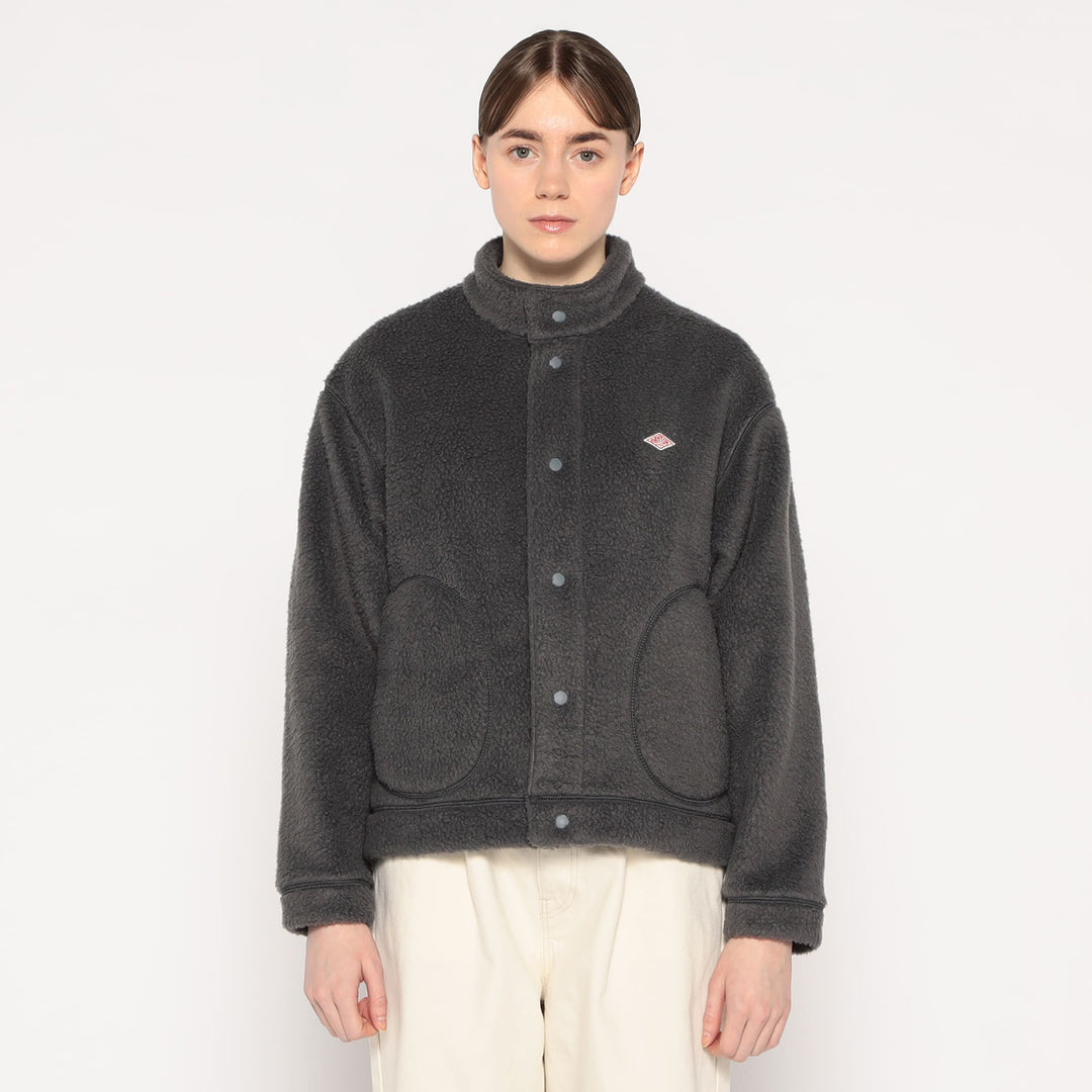 WOMEN'S DOUBLE FACE BOA STAND COLLAR CARDIGAN