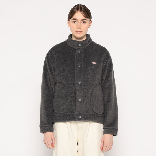 WOMEN'S DOUBLE FACE BOA STAND COLLAR CARDIGAN