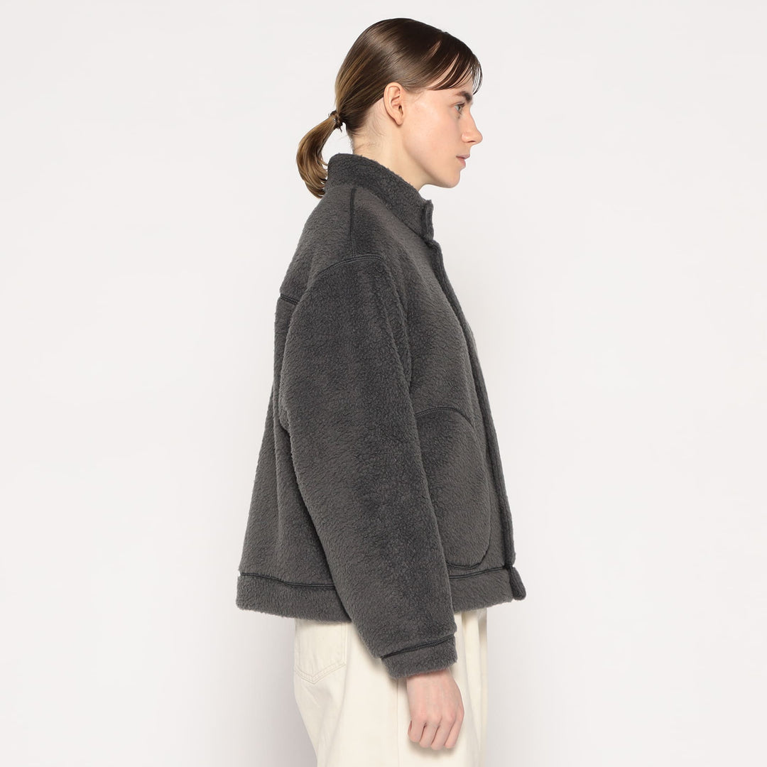 WOMEN'S DOUBLE FACE BOA STAND COLLAR CARDIGAN