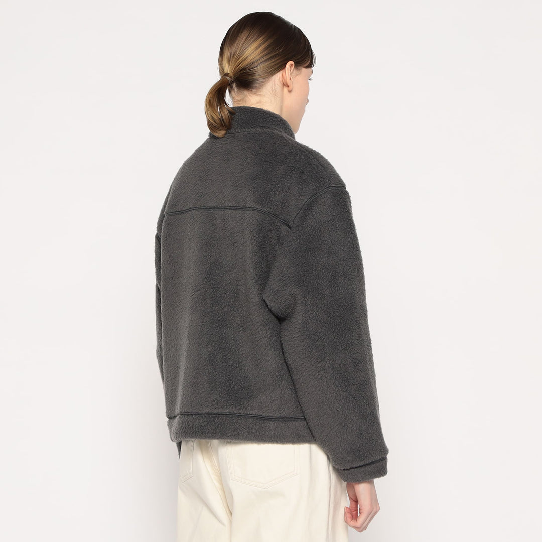 WOMEN'S DOUBLE FACE BOA STAND COLLAR CARDIGAN