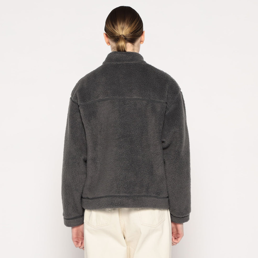 WOMEN'S DOUBLE FACE BOA STAND COLLAR CARDIGAN