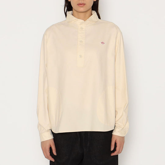 WOMEN'S COTTON FLANNEL ROUND COLLAR PULLOVER SHIRT