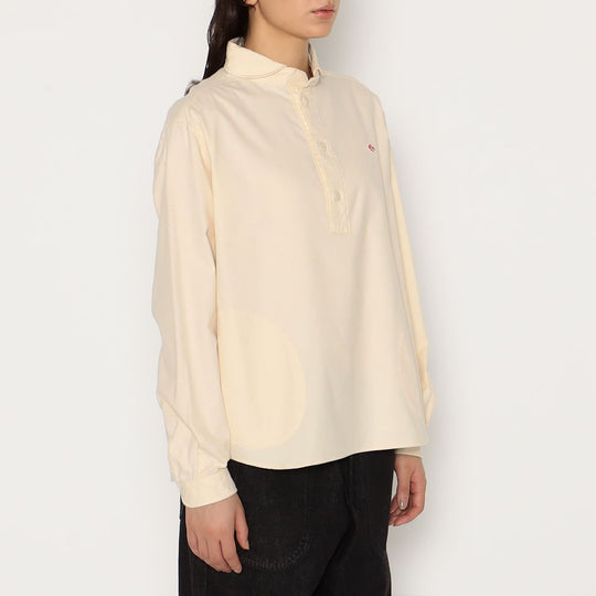 WOMEN'S COTTON FLANNEL ROUND COLLAR PULLOVER SHIRT