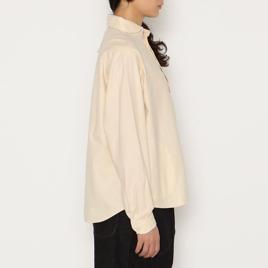 WOMEN'S COTTON FLANNEL ROUND COLLAR PULLOVER SHIRT