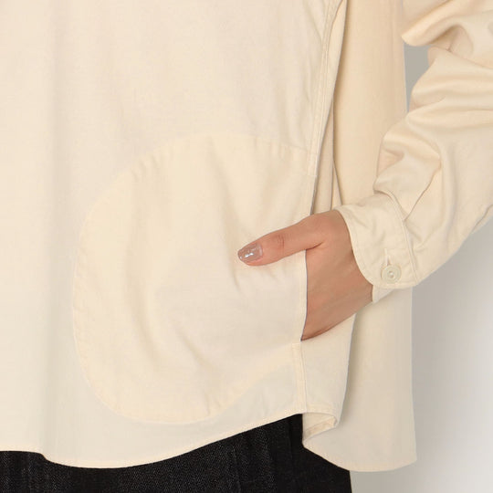 WOMEN'S COTTON FLANNEL ROUND COLLAR PULLOVER SHIRT