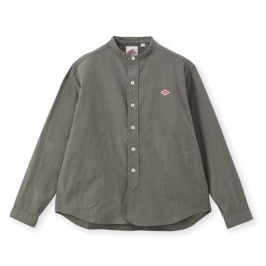 WOMEN'S COTTON FLANNEL BAND COLLAR SHIRT