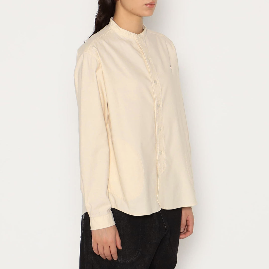 WOMEN'S COTTON FLANNEL BAND COLLAR SHIRT