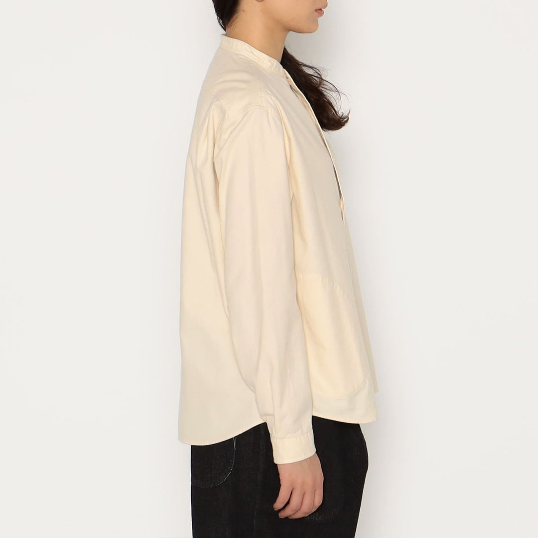 WOMEN'S COTTON FLANNEL BAND COLLAR SHIRT