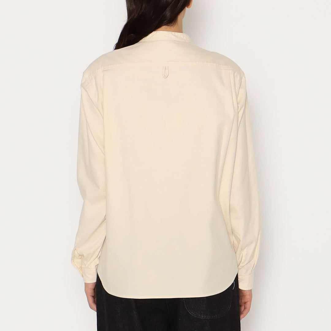 WOMEN'S COTTON FLANNEL BAND COLLAR SHIRT