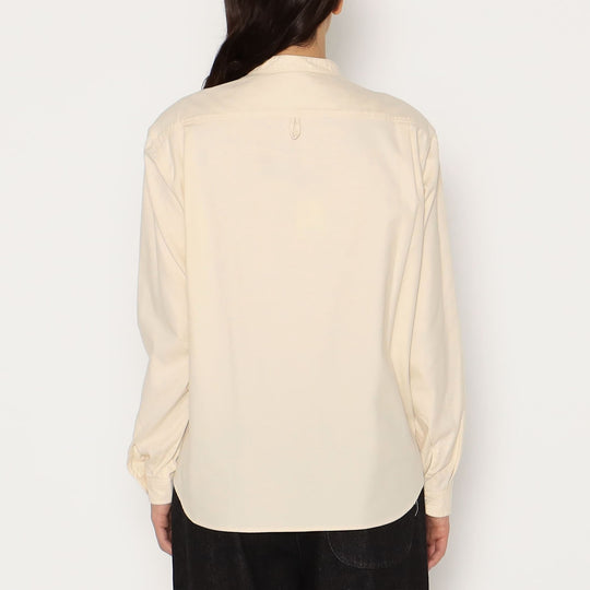 WOMEN'S COTTON FLANNEL BAND COLLAR SHIRT