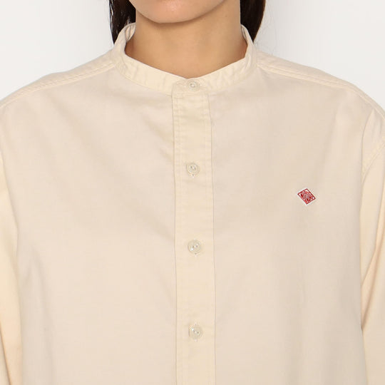 WOMEN'S COTTON FLANNEL BAND COLLAR SHIRT