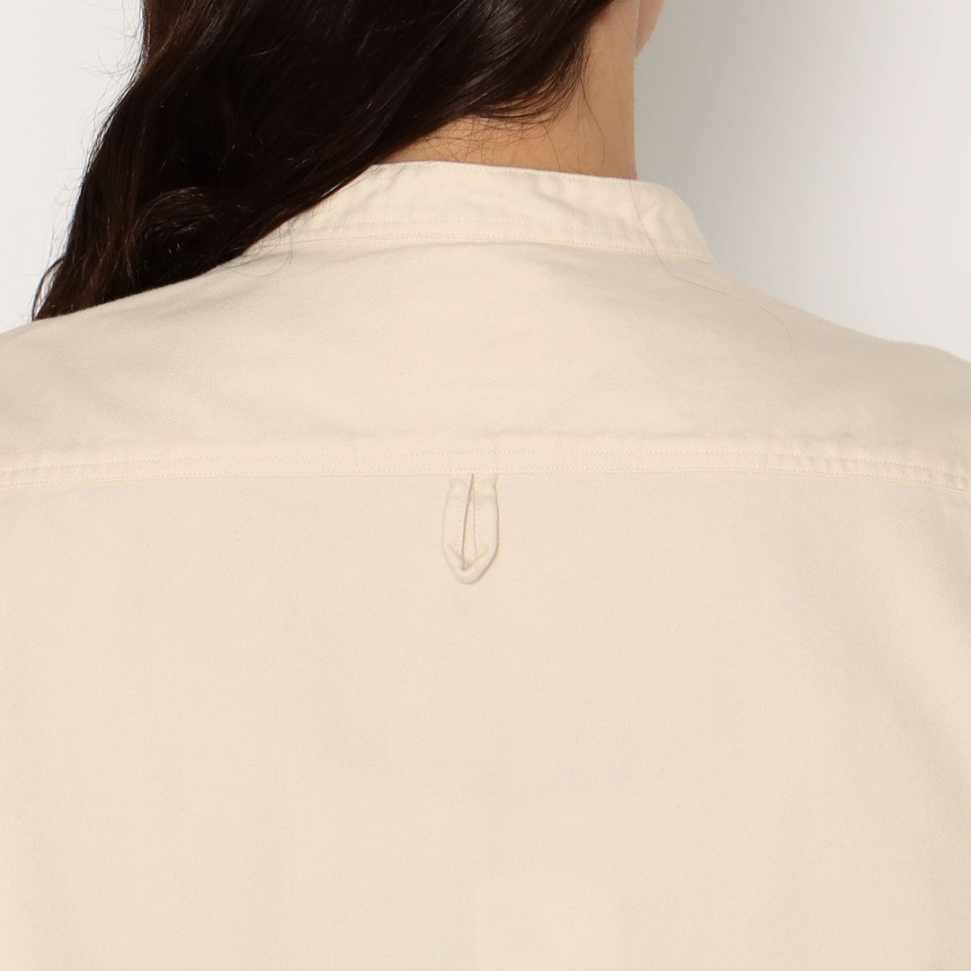 WOMEN'S COTTON FLANNEL BAND COLLAR SHIRT