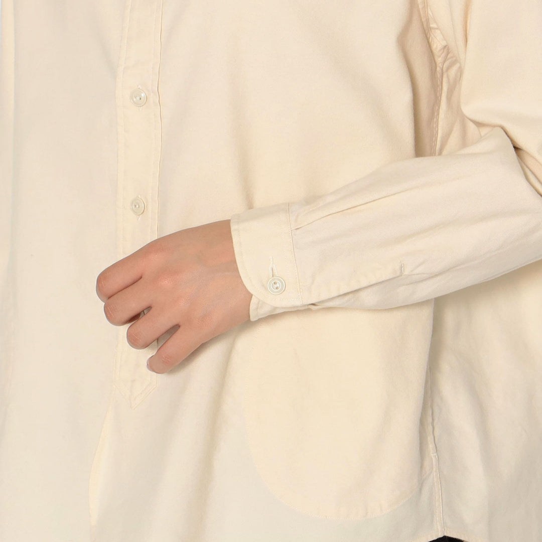 WOMEN'S COTTON FLANNEL BAND COLLAR SHIRT