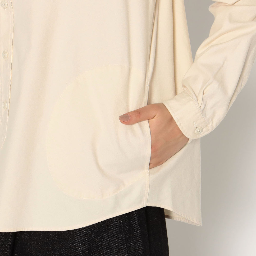 WOMEN'S COTTON FLANNEL BAND COLLAR SHIRT