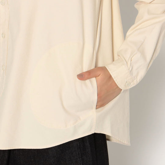 WOMEN'S COTTON FLANNEL BAND COLLAR SHIRT