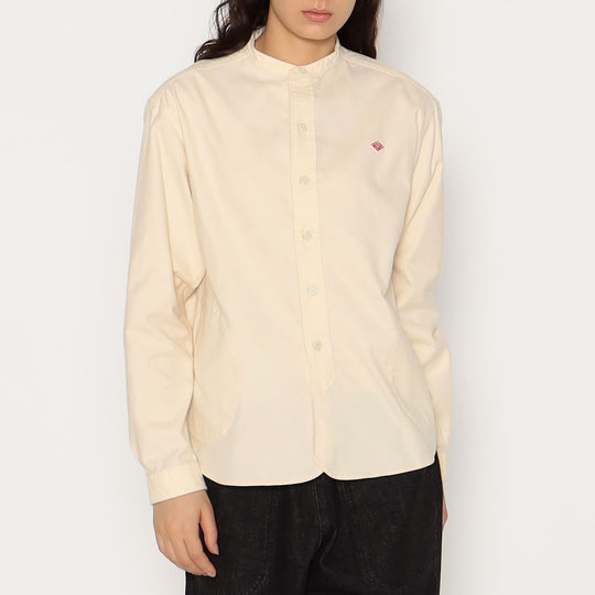 WOMEN'S COTTON FLANNEL BAND COLLAR SHIRT