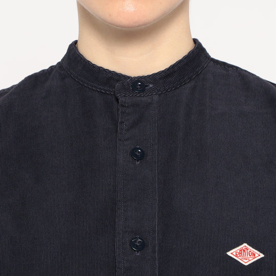 WOMEN'S CORDUROY BAND COLLAR SHIRT