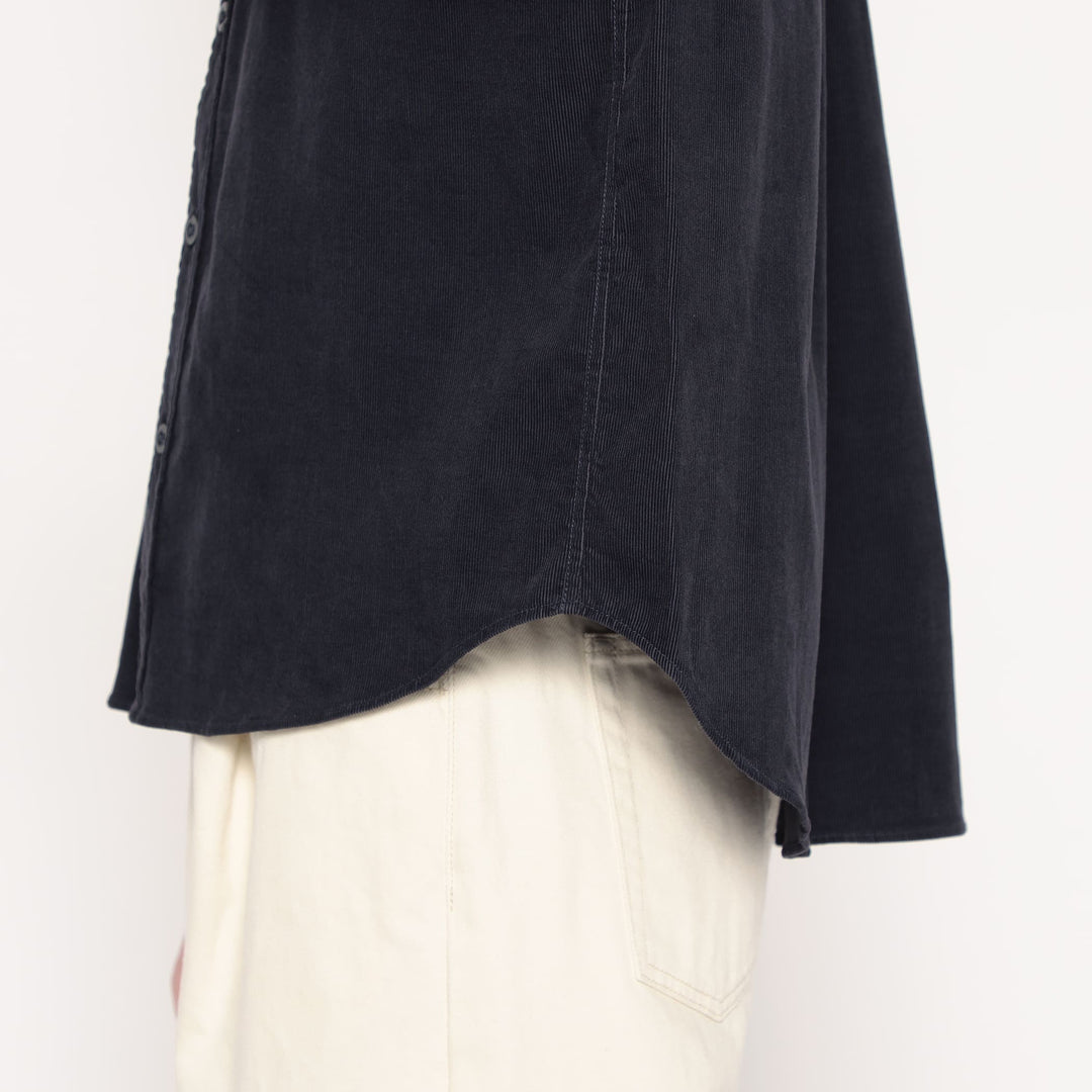 WOMEN'S CORDUROY BAND COLLAR SHIRT