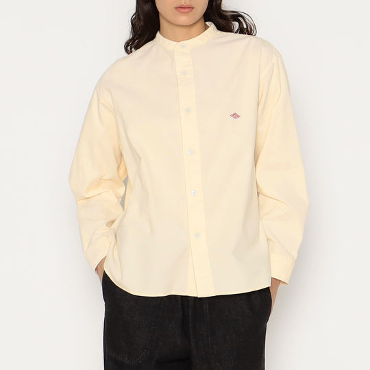 WOMEN'S CORDUROY BAND COLLAR SHIRT