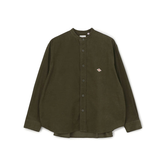 WOMEN'S CORDUROY BAND COLLAR SHIRT
