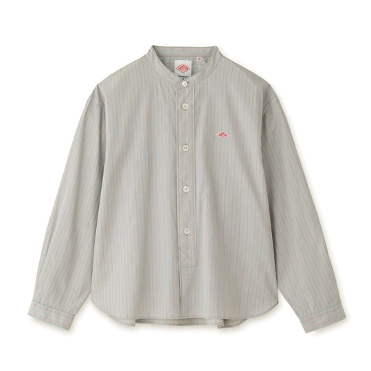 WOMEN'S COTTON POPLIN BAND COLLAR SHIRT