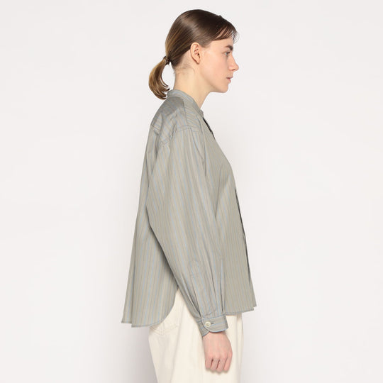 WOMEN'S COTTON POPLIN BAND COLLAR SHIRT