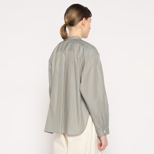 WOMEN'S COTTON POPLIN BAND COLLAR SHIRT